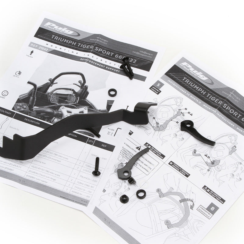 Puig Versterkingsbeugel – Zwart – Voor Triumph Tiger Sport 660 (2022-2024) – Voorkomt Trillingen En Stabiliseert Het Scherm